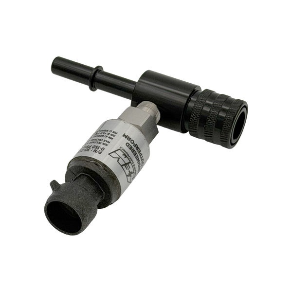 5/16 quick disconnect adapter with AEM 150 PSI fuel pressure sensor installed