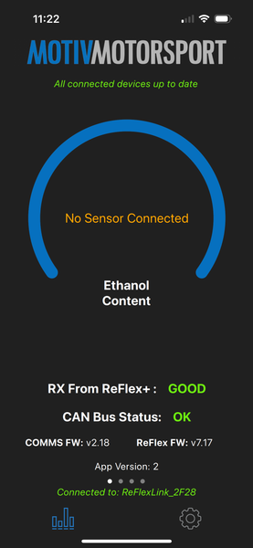 MOTIV ReFlex mobile app dashboard for ReFlex+ controller