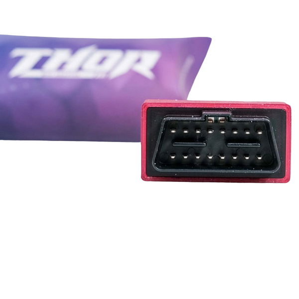 Thor WiFi OBD adapter showing connector pins and packaging