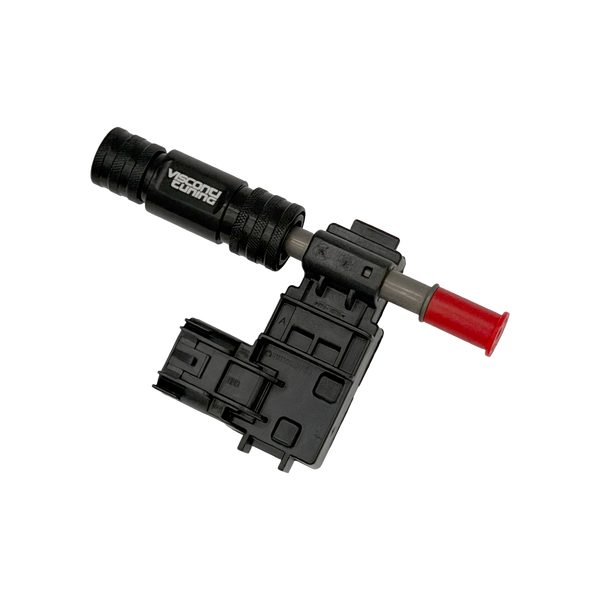 Visconti Tuning B58 S58 flex fuel integration fitting installed with flex fuel ethanol content sensor