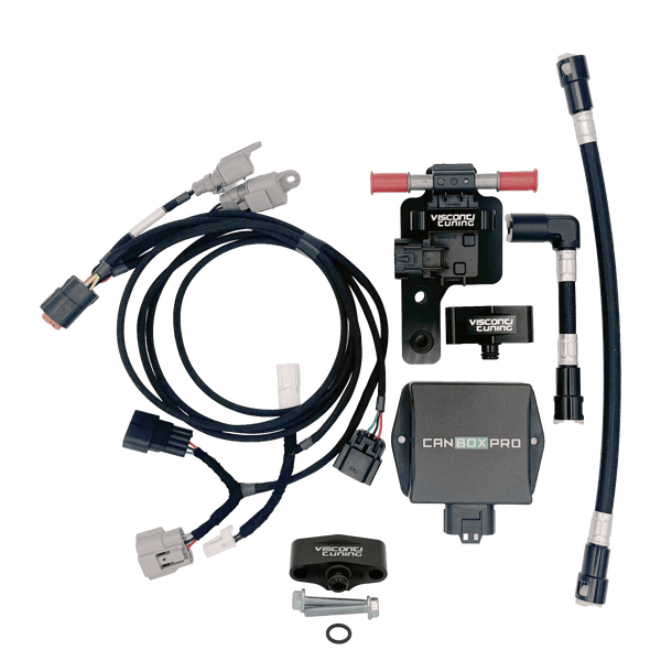 Visconti NexGen R35 GTR CANBOXPRO flex fuel kit with add-on fuel pressure harness and stock rail adapter