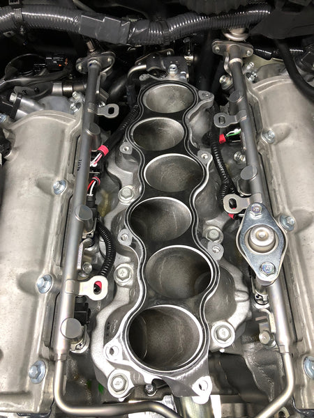 Visconti R35 GTR replacement primary injector harness installed on engine