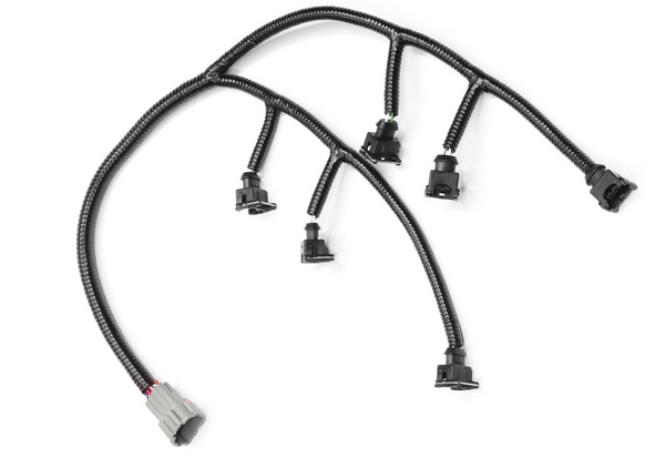 Visconti R35 GTR replacement primary injector wiring harness laid out